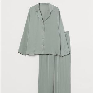 H&M Green Satin Pajama Set